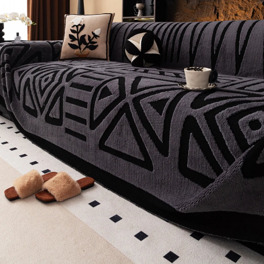 1pc Warm Thicken Fluffy Fleece Bohemian Sofa Towel, for Living Room Bedding Room Leisure Warm Blanket Boho Couch Cover