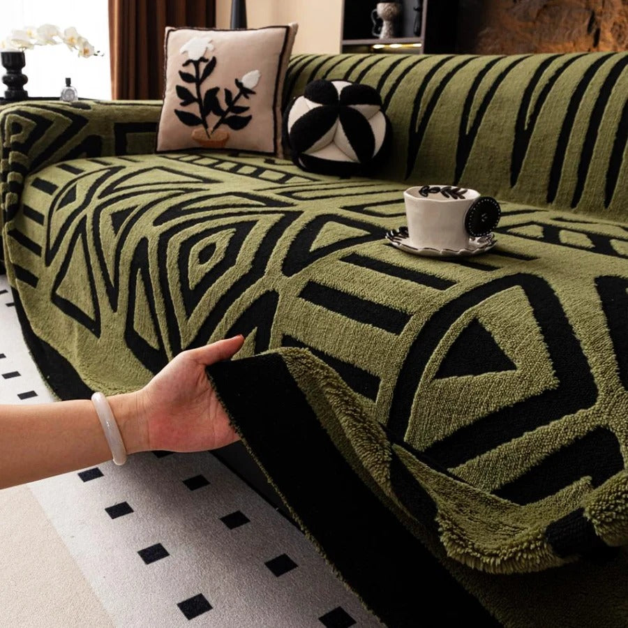 1pc Warm Thicken Fluffy Fleece Bohemian Sofa Towel, for Living Room Bedding Room Leisure Warm Blanket Boho Couch Cover