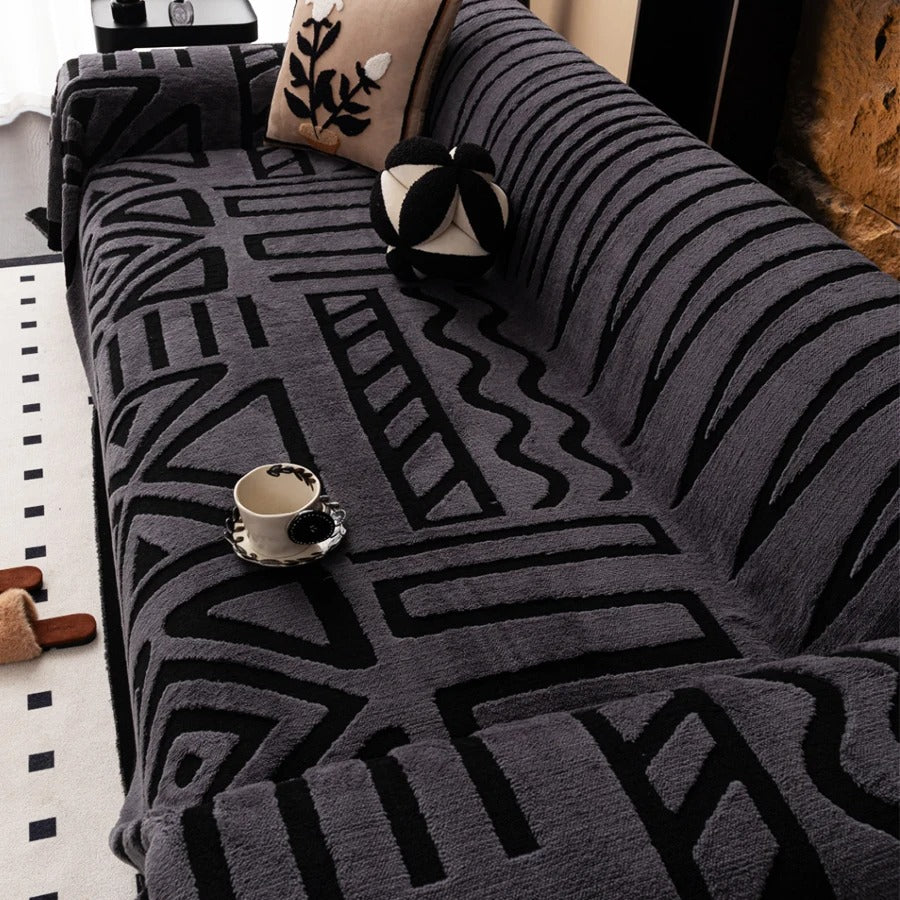 1pc Warm Thicken Fluffy Fleece Bohemian Sofa Towel, for Living Room Bedding Room Leisure Warm Blanket Boho Couch Cover
