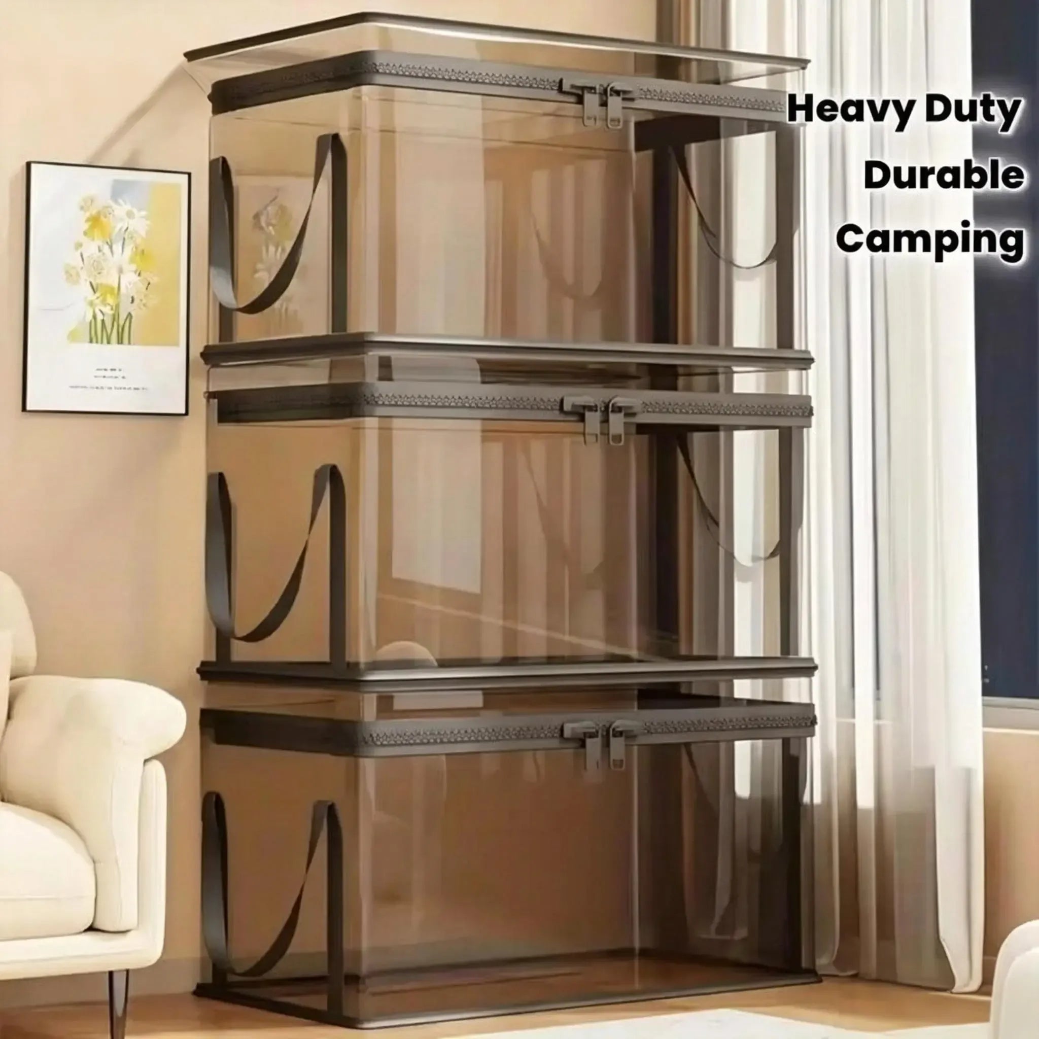 Large Clear Storage Box with Hinged Lid