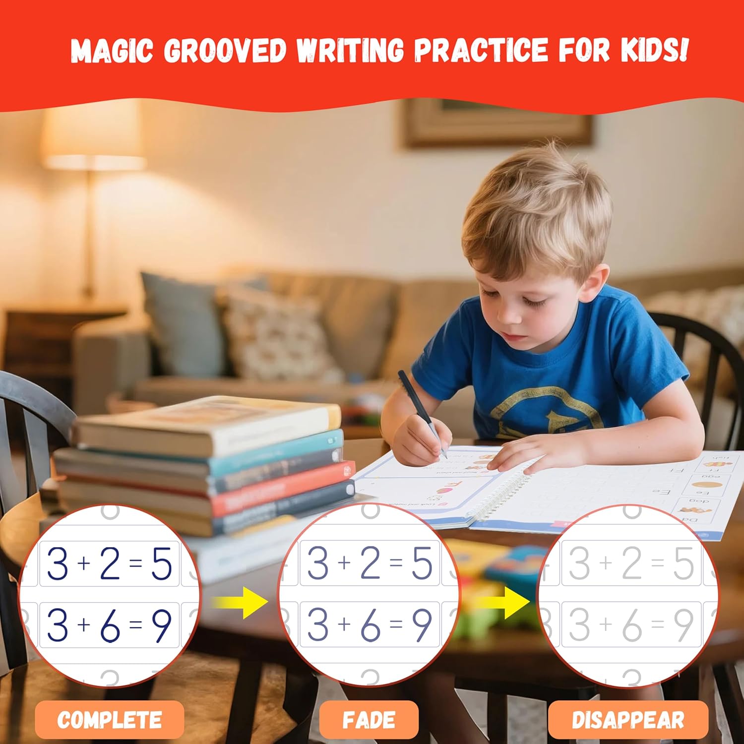 Magic Handwriting Copybook - 4-Book Reusable Practice Set with Disappearing Ink (Ages 3-8)